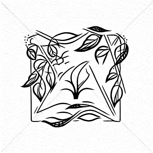 nature inside a square with vines coming out tattoo design idea