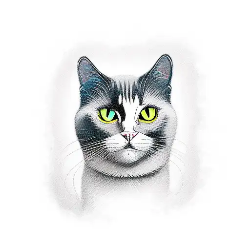 black cat with white cat tattoo design idea