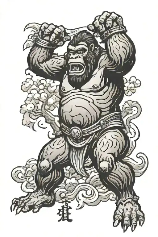 Traditional Japanese style tattoo of King Kong  tattoo design idea
