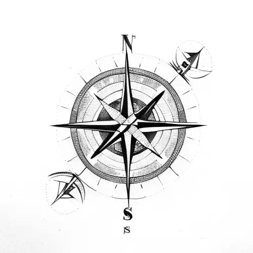 Compass tattoo design idea