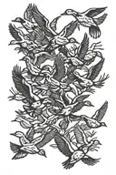 flock of ducks flying silhouette  tattoo design idea