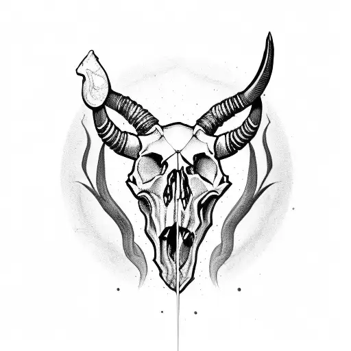 Capricorn skull tattoo design idea
