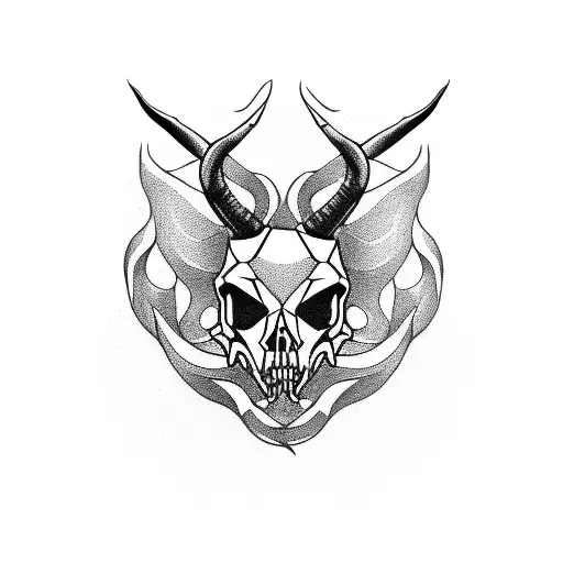 Capricorn skull tattoo design idea