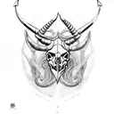 Capricorn skull tattoo design idea
