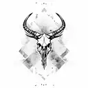 Capricorn skull tattoo design idea