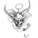 Capricorn skull tattoo design idea