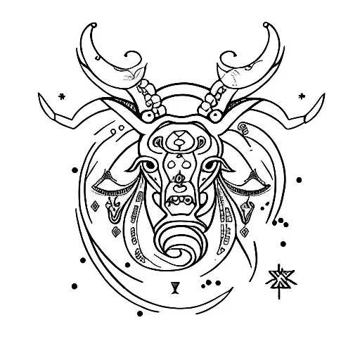 taurus sign with zodiac tattoo design idea