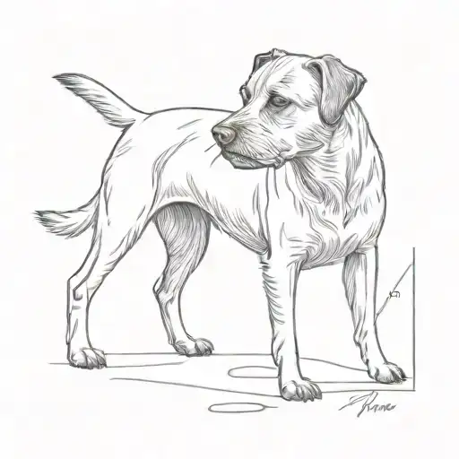 border terrier dog and chestnut horse tattoo design idea