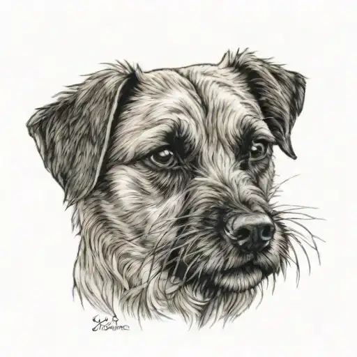 border terrier dog and chestnut horse tattoo design idea