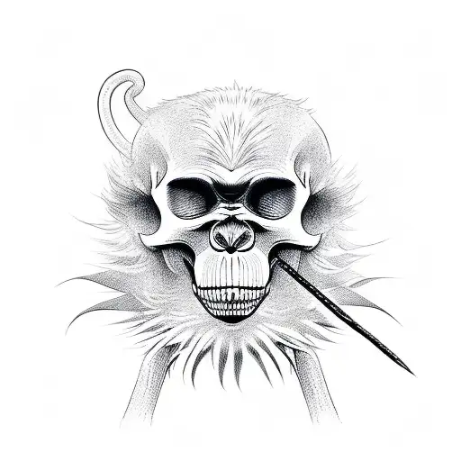monkey with skeleton  tattoo design idea