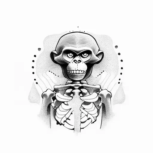 monkey with skeleton  tattoo design idea