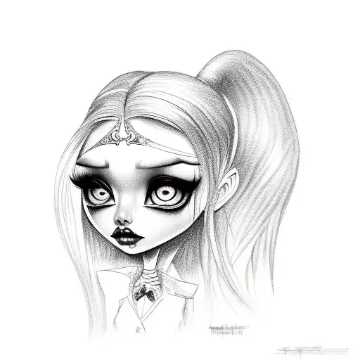bratz in tim Burton's style tattoo design idea