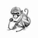monkey with skeleton  tattoo design idea