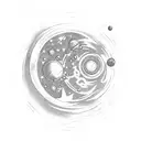 outer space with stars and sparkles tattoo design idea