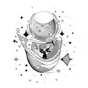 outer space with stars and sparkles tattoo design idea
