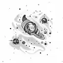 outer space with stars and sparkles tattoo design idea