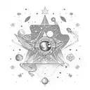 outer space with stars and sparkles tattoo design idea