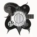 Bluesman Guitar strings devil wing tattoo design idea
