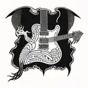 Bluesman Guitar strings devil wing tattoo design idea
