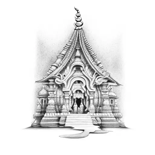 kedarnath temple with lord shiva  tattoo design idea