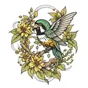 three little birds Bob Marley willow branch bee tattoo design idea