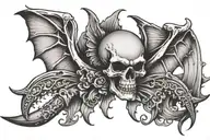 pirate skull with bat wings wide  tattoo design idea