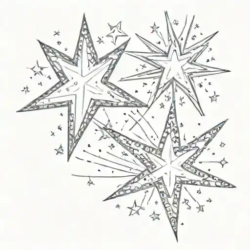 There are two stars (like glitter emoji from an iPhone, but only two) - one bigger and one smaller. The smaller one is o tattoo design idea