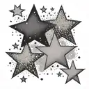 There are two stars (like glitter emoji from an iPhone, but only two) - one bigger and one smaller. The smaller one is o tattoo design idea