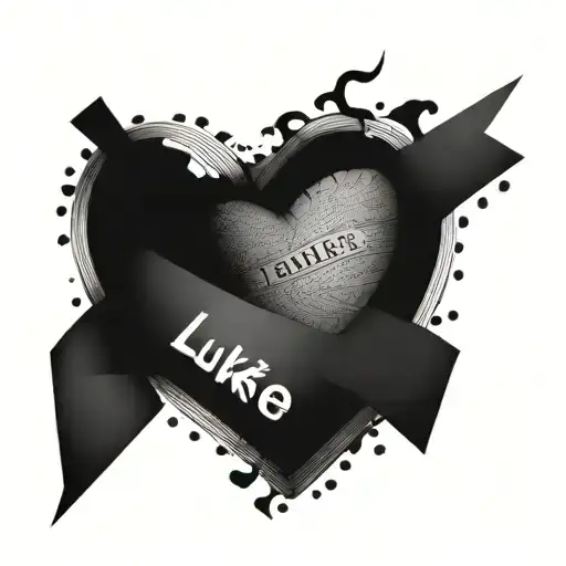 heart with bandages wrapped around it and the names Luke , Bailey and Silas on it  tattoo design idea