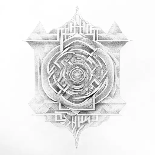 An intricate labyrinth inspired by Greek mythology tattoo design idea