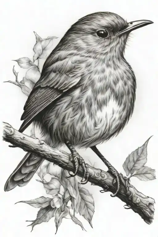 inner child playing robin bird tattoo design idea