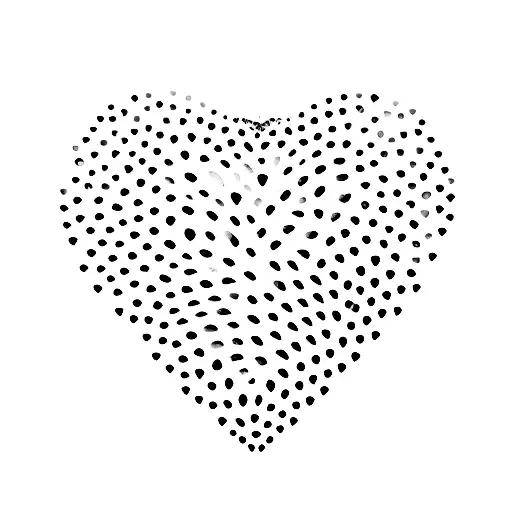 A dog paw print forming a heart shape with intricate dotwork details tattoo design idea