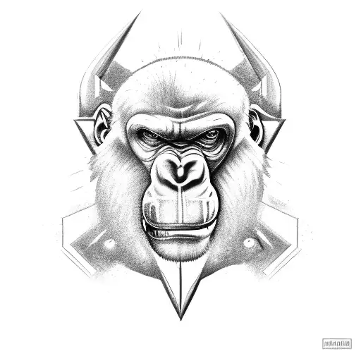 a logo with boca juniors, an ape head, car engine, pistons and something related with death metal tattoo design idea