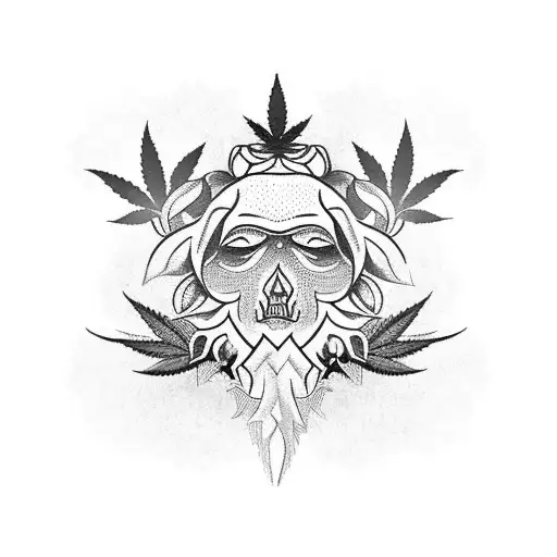 löwe mit cannabis Blatt  tattoo design idea