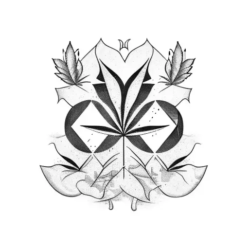 Feder und cannabis  tattoo design idea