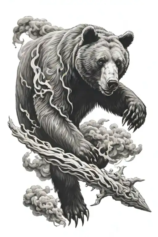 Bear and tornado tattoo design idea