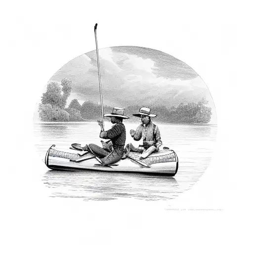 Tom Sawyer and Huckleberry Finn Fishing in the Mississippi · Creative  Fabrica