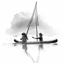 Pretending to be pirates Tom sawyer and huckleberry Finn leisurely sailing a makeshift raft along the Mississippi River  tattoo design idea