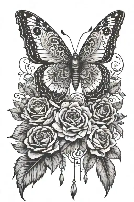 mandala dream catcher arabesque butterfly and roses lotus flower tattoo design idea