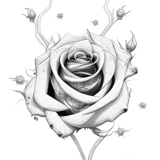 roses with spider webs tattoo design idea