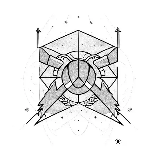 Sagittarius and north arrow  tattoo design idea