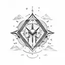 Sagittarius and north arrow  tattoo design idea