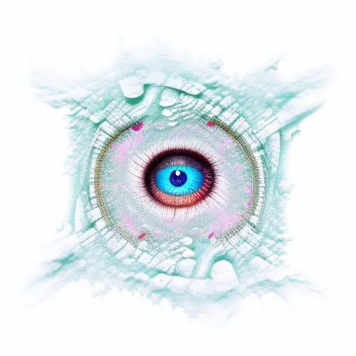 fractal pattern eye acid melting tattoo design idea