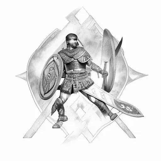 roman warrior  tattoo design idea