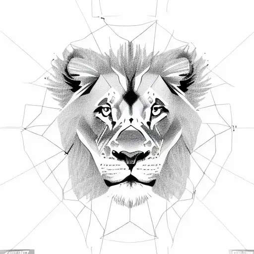 A sketch-style depiction of a stock market graph with a lion's head emerging from the lines tattoo design idea