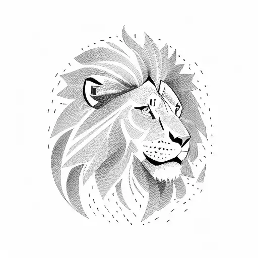 A sketch-style depiction of a stock market graph with a lion's head emerging from the lines tattoo design idea