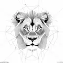A sketch-style depiction of a stock market graph with a lion's head emerging from the lines tattoo design idea