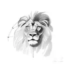 A sketch-style depiction of a stock market graph with a lion's head emerging from the lines tattoo design idea