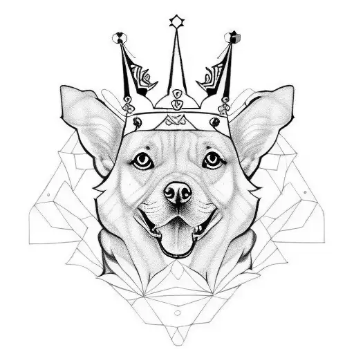 pet name ginger with crown geometric design tattoo design idea
