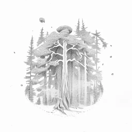 redwood tree tattoo design idea
